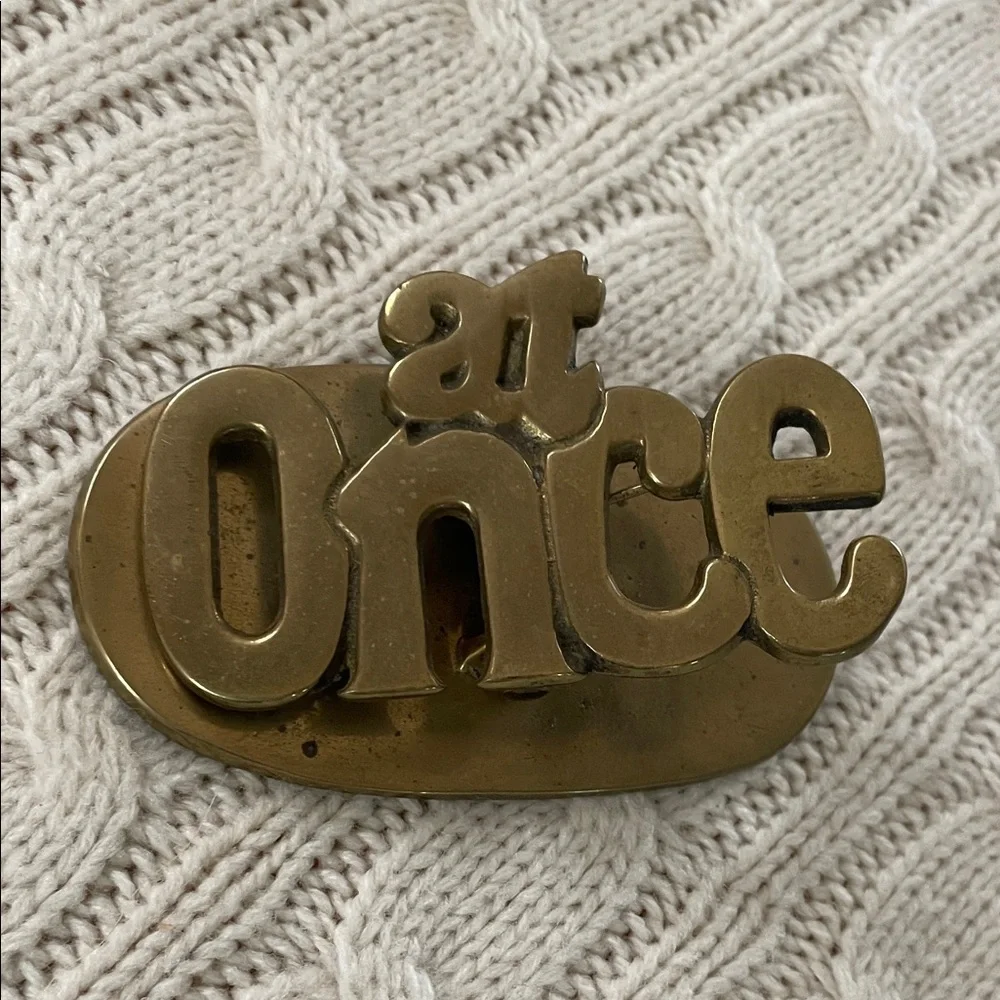 Brass paperweight-paper clip-office desk decor-heavy-to do list-urgent reminder